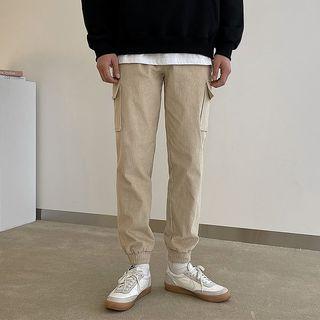Drawstring-waist Corduroy Cargo Jogger Pants