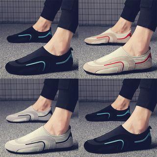 Canvas Curve Stripe Accent Moccasins