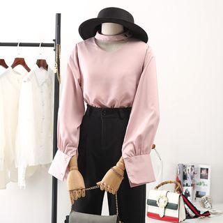 Choker-neck Satin Blouse