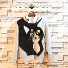 Mock-neck Cartoon Sweater