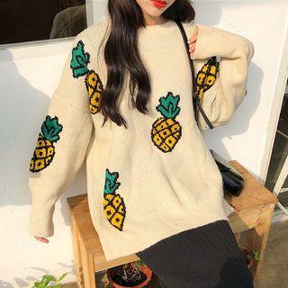 Pineapple Print Crewneck Sweater