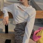 Long-sleeve T-shirt / Leopard Print Mini Skirt