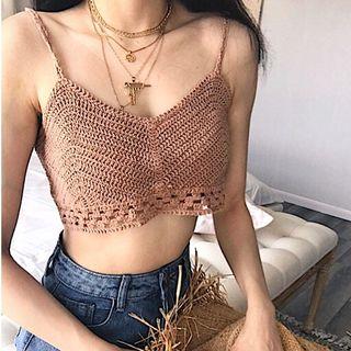 Cropped Knit Spaghetti Strap Top