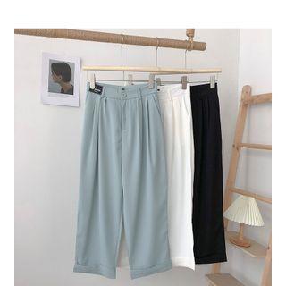 Lettering Patch Straight Leg Pants