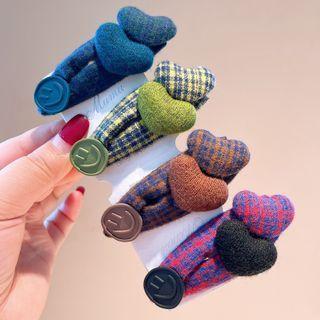 Smiley Heart Plaid Fabric Hair Clip