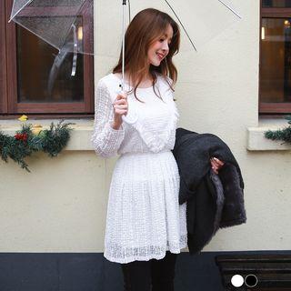 Fringed-chevron Flare Lace Dress