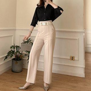 Plain Shirt / Wide-leg Pants / Set