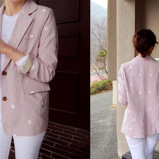 Single-breasted Dotted Linen Jacket