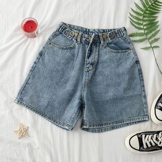 Regular-fit Washed Denim Shorts