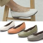 Genuine Leather Scallop-edge Flats