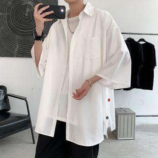 3/4-sleeve Side Button-up Shirt