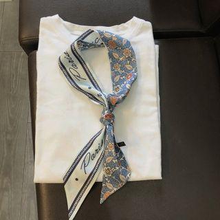 Floral Print Lettering Narrow Scarf