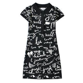 Short-sleeve Lettering Polo Knit Dress