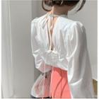 Balloon-sleeve Open-back Blouse