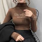 Letter Embroidered Long-sleeve Fleece Top