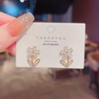 Flower Rhinestone Alloy Earring E2392 - Gold - One Size