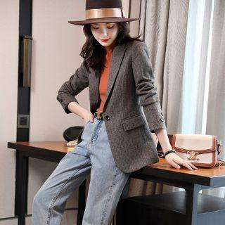 Striped Blazer / Straight Leg Pants / Shirt