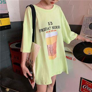 Cross-back Short Sleeve Print Oversized T-shirt