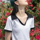 Contrast Collar Cropped T-shirt White - One Size