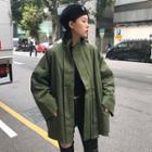 Pocketed Zip Jacket Army Green - One Size