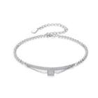 925 Sterling Silver Fashion Bright Geometric Cubic Zirconia Bead Bracelet Silver - One Size