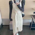 Dotted Blouse / Strappy Overall Dress