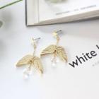 Faux Crystal Alloy Wings Dangle Earring 1 Pair - Gold - One Size
