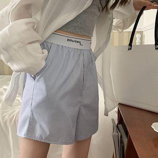 Lettering Wide Leg Shorts Blue - One Size