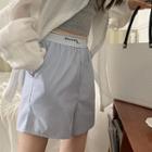 Lettering Wide Leg Shorts Blue - One Size