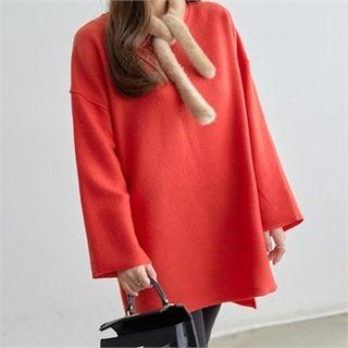 Dip-back Boxy-fit Napped T-shirt