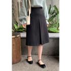 Slashed A-line Midi Skirt Black - One Size