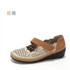Genuine Leather Perforated Mary Jane Flats