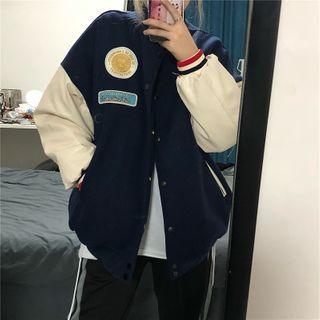 Lettering Patch Baseball Jacket / Sweatpants