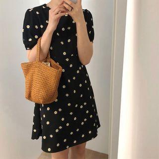 Short-sleeve Floral Embroidered Dress