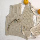 Set : Perforated Knit Vest + Accordion Skirt