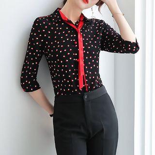 3/4-sleeve Printed Shirt / Dress Pants / Pencil Skirt / Set