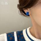 Knot Stud Earring 1 Pair - S925 Silver Needle - Blue - One Size