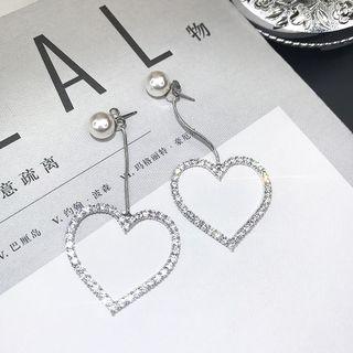 Rhinestone Wire Heart Drop Earring As Shown In Figure - One Size