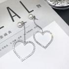 Rhinestone Wire Heart Drop Earring As Shown In Figure - One Size