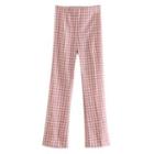 High-waist Gingham Boot-cut Pants