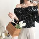 Off Shoulder 3/4-sleeve Chiffon Top