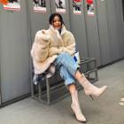 Stand-collar Oversized Sherpa-fleece Jacket