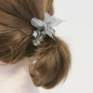 Faux Crystal Bow Hair Tie As Shown In Figure - One Size