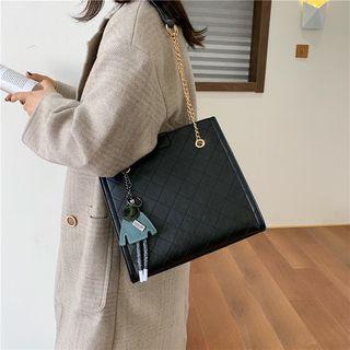 Faux-leather Chain-accent Shoulder Bag