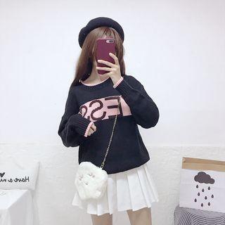 Letter Embroidered Loose Sweater