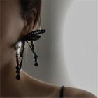 Bow Faux Crystal Dangle Earring 1 Pair - Black - One Size