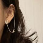 Heart Chained Earring 1 Pc - Gold - One Size