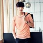 Short-sleeve Contrast-trim Knit Top