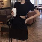 Zip Detail Short-sleeve A-line Dress