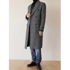 Double-breasted Wool Blend Checked Coat
